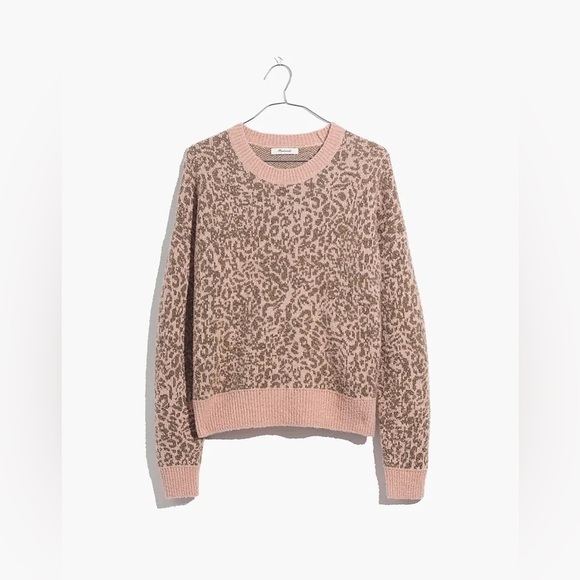 Madewell Shrunken Pullover Sweater in Leopard Pink Medium - Picture 4 of 12